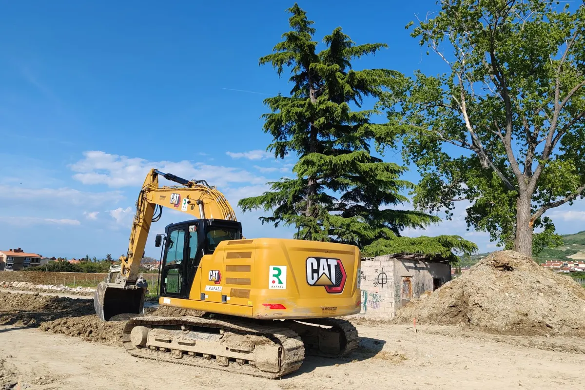 Excavator working open ground for a new system
